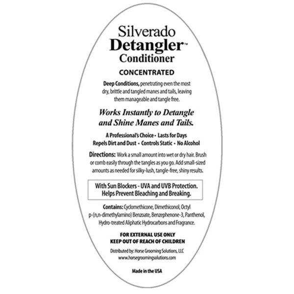 Horse Detangler Conditioner for Coat, Mane & Tail by Silverado-Back Label