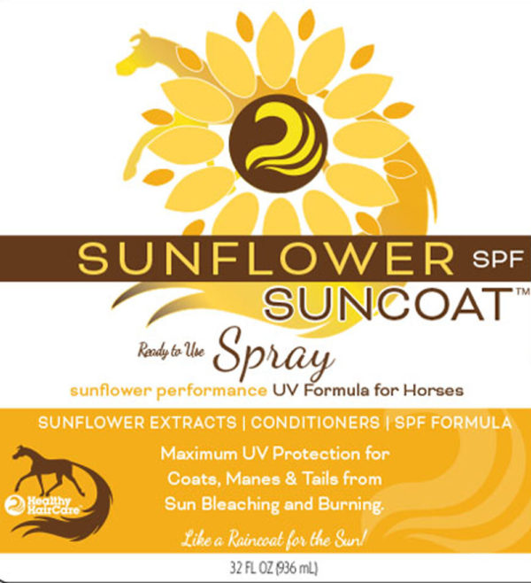Horse Sunscreen SPF Sunflower Suncoat for Coat, Mane and Tail by Healthy HairCare-Front Label