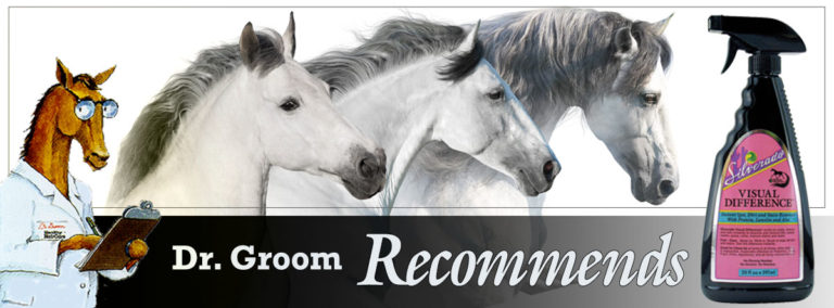 Three Beautiful Grey Horses with Dr. Groom Recommends Visual Difference